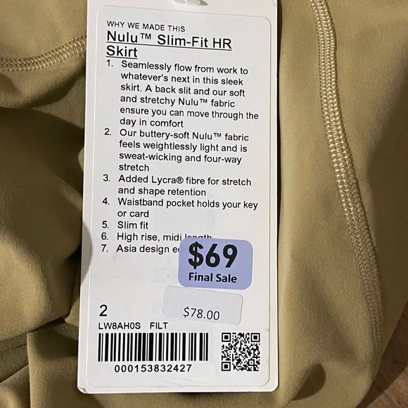 Lululemon Athletica Nulu Slim-Fit High Rise Midi Skirt